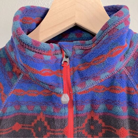 Eddie Bauer Quarter Zip Pullover Southwest Azetc Print Fleece Women Size Medium - Picture 4 of 7